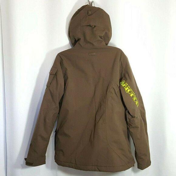 Salomon
Snowboard Jacket Sz L Brown Winter Hooded Zip Up Embroidered Snake - Picture 4 of 10